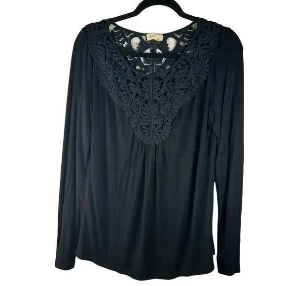 Anthropologie Meadow Rue Bobbin Lace Long Sleeve Slub Top - Picture 12 of 12